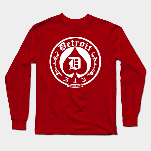 Detroit 313 Motor City Long Sleeve T-Shirt by robotface